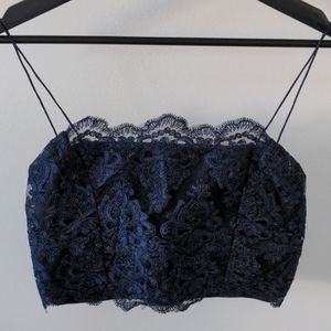Navy lace crop tank top